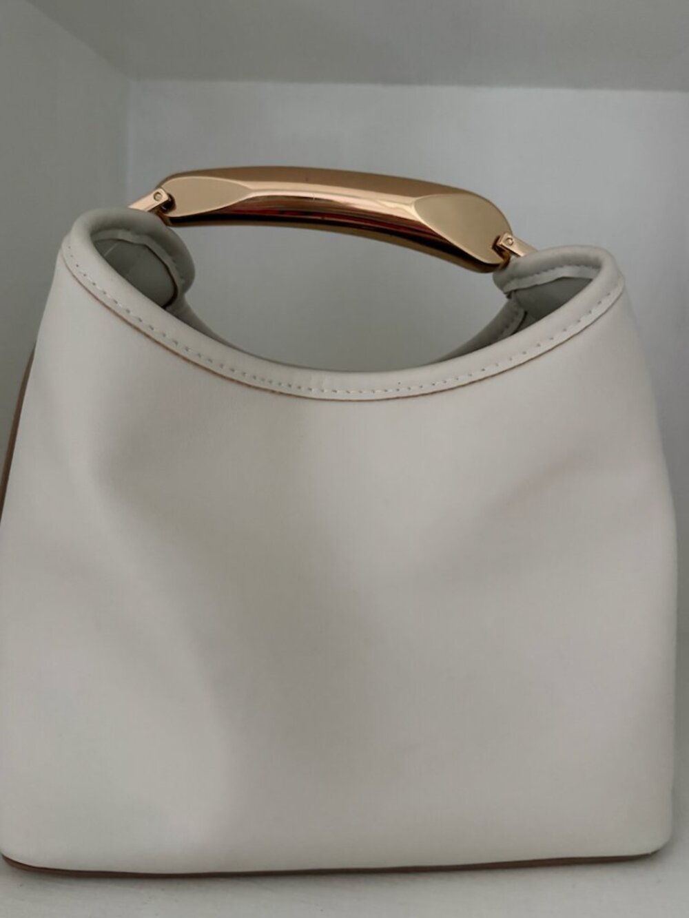 A New Day White Structured Mini Handbag Gold Handle